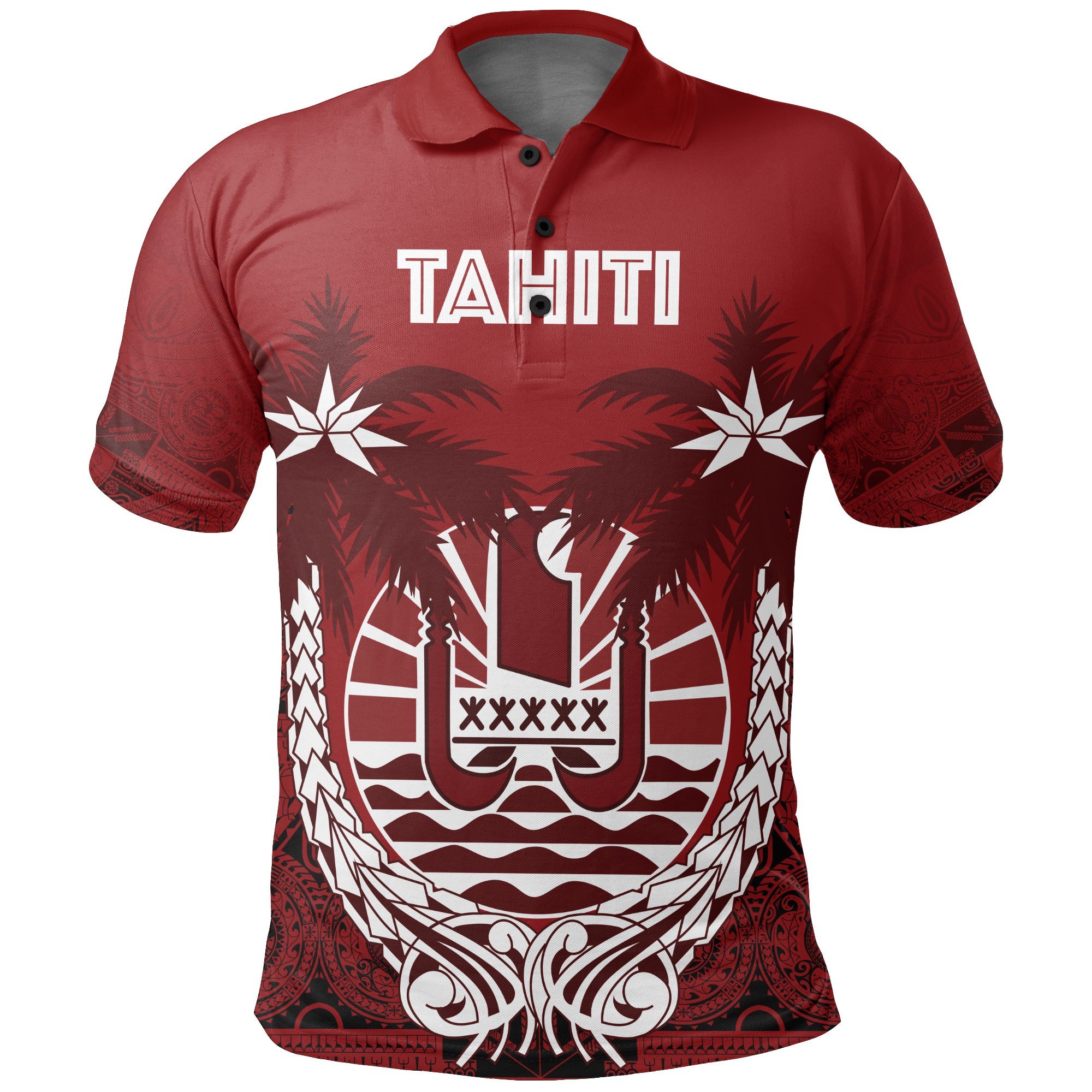 Tahiti Polo Shirt - Tahiti Flag Coconut Tree - A02 1ST