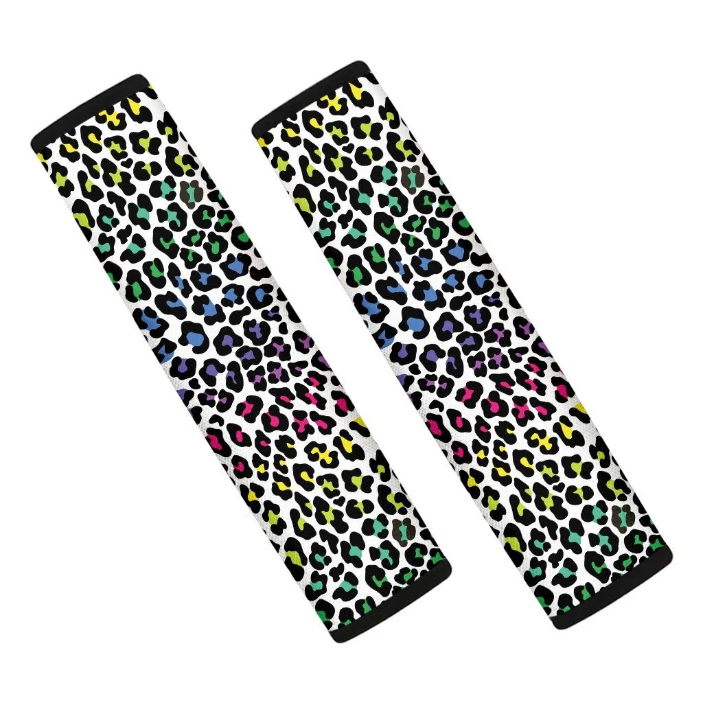 Colorful Leopard Print Car Seat Belt Covers