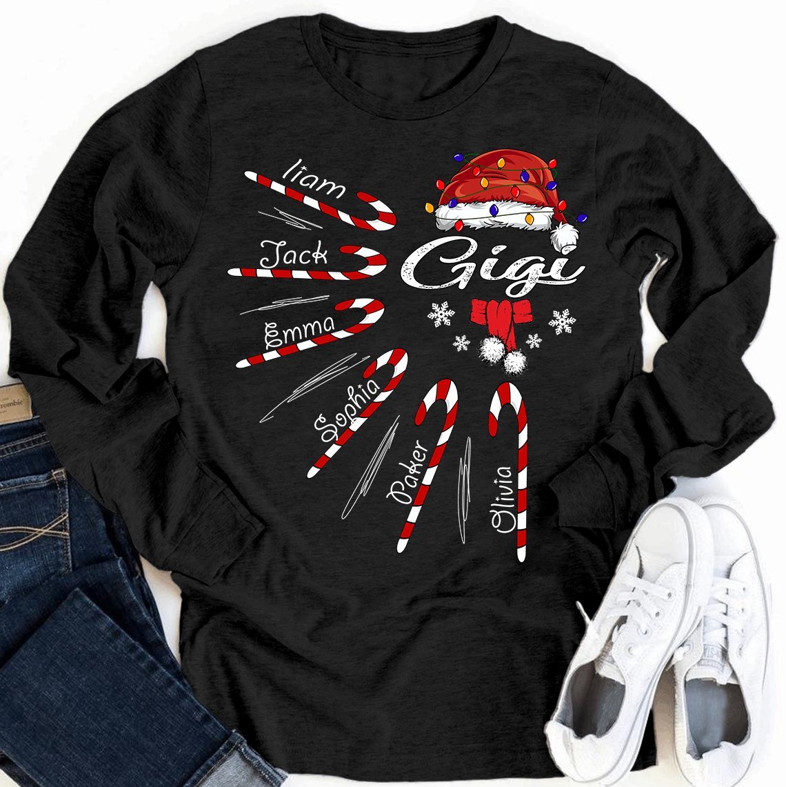 Personalized Long Sleeve Gigi – Candy Christmas Gift Unisex T-shirt Hoodie Plus Size S-5xl