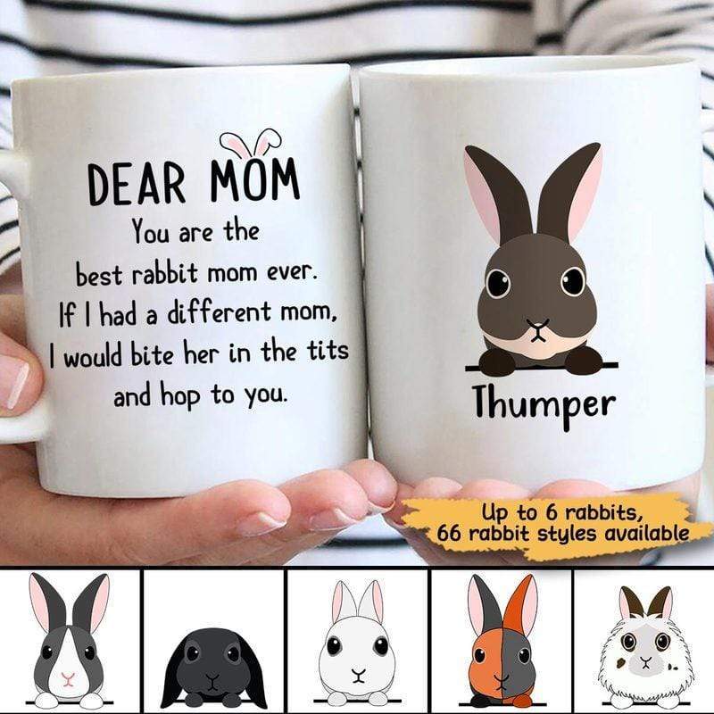 Peeking Rabbit Dear Bunny Mom Personalized Coffee Mug