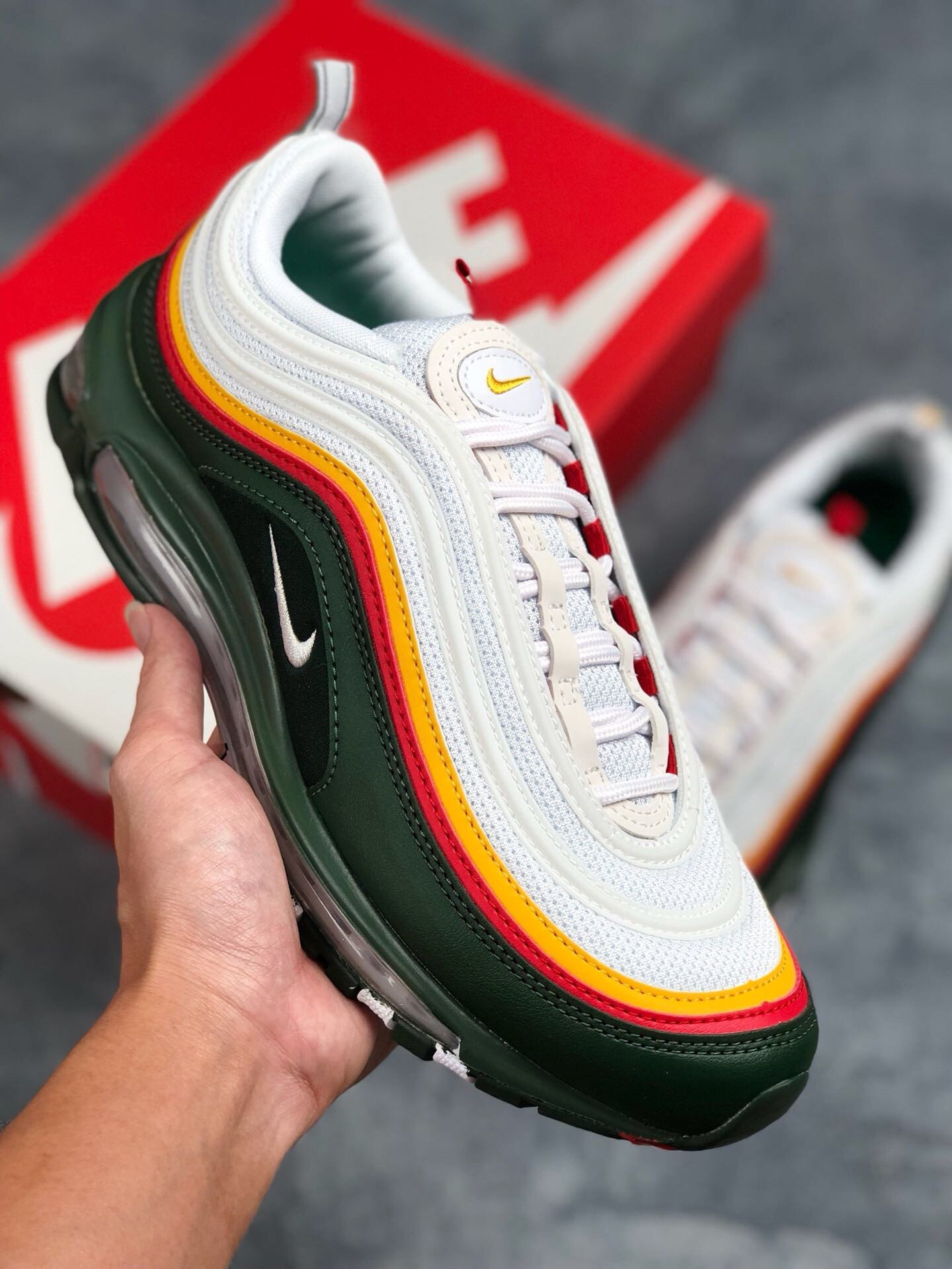 Nike Air Max 97 SE WhiteDynamic Yellow-Evergreen 5339584