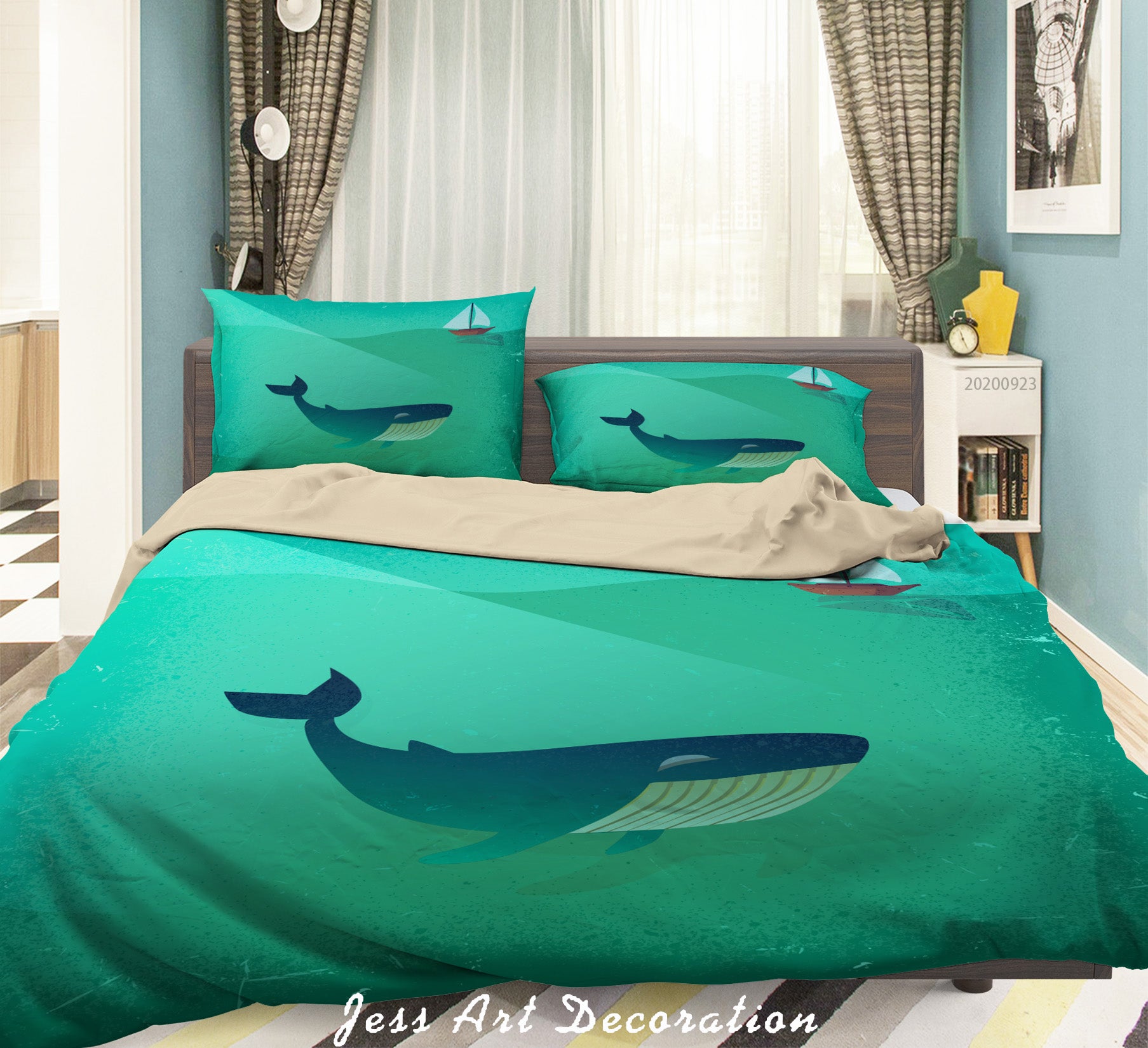 3D Sea Whale Quilt Cover Set Bedding Set Duvet Cover Pillowcases Wj 6397