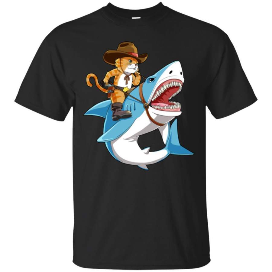 AGR Cat Riding Shark Tshirt Women Kids Funny Kitty Kitten Gifts Jaq T-shirt