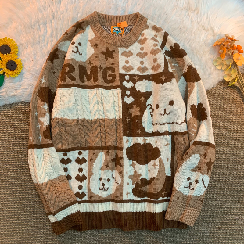 Women Sweater Oversize Pullover Anime Winter Knitted Jumper Long Leeves Top Harajuku Aesthetic Korean Fashion Kawaii Y2k Clothes alx