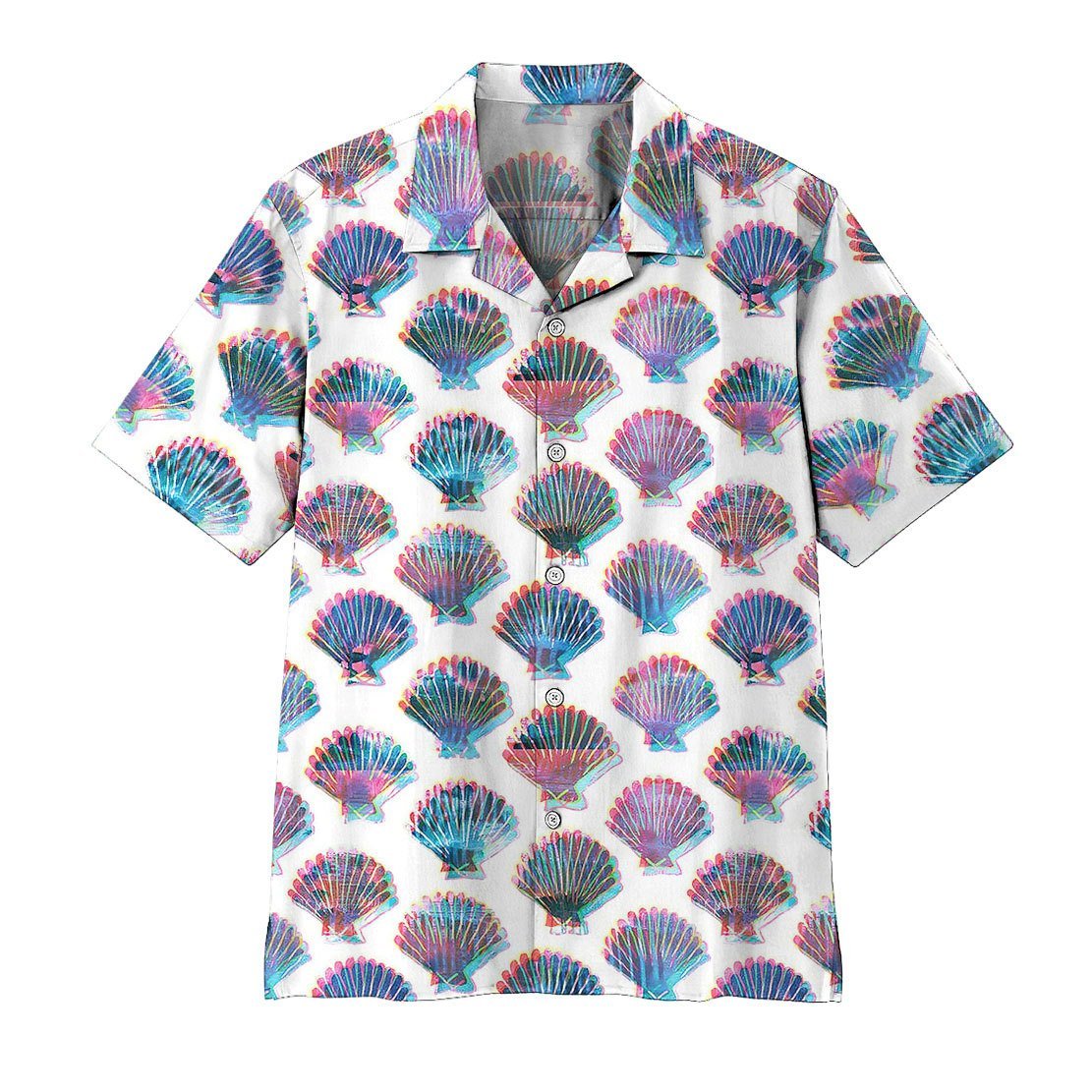 Gearhumans Gearhumsn Holographic Seashells Hawaiian Shirt Ha63926