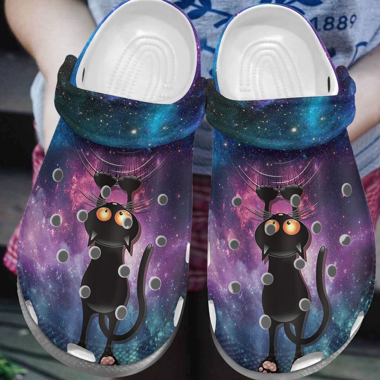 Cat Personalized Clog, Custom Name, Text, Color, Number Fashion Style For Women, Men, Kid, Print 3D Galaxy Cat