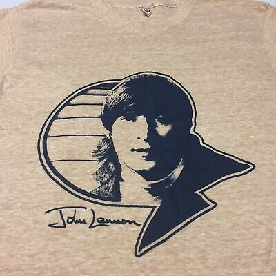 Vintage John Lennon Beatles Thin Soft T-shirt Yoko Imagine Peace Rock Band 5556