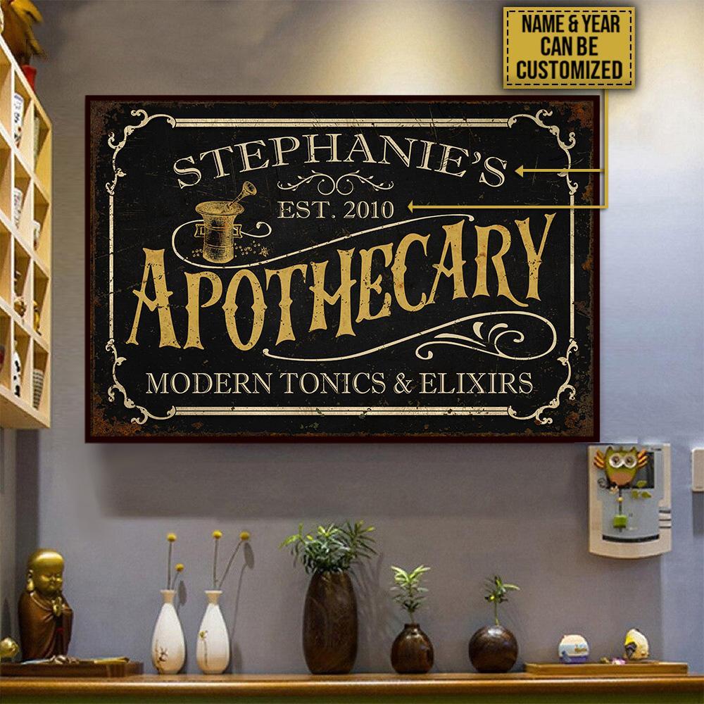 Aeticon Gifts Personalized Apothecary Modern Tonics & Elixirs Canvas Mom Dad Gift Home Decor