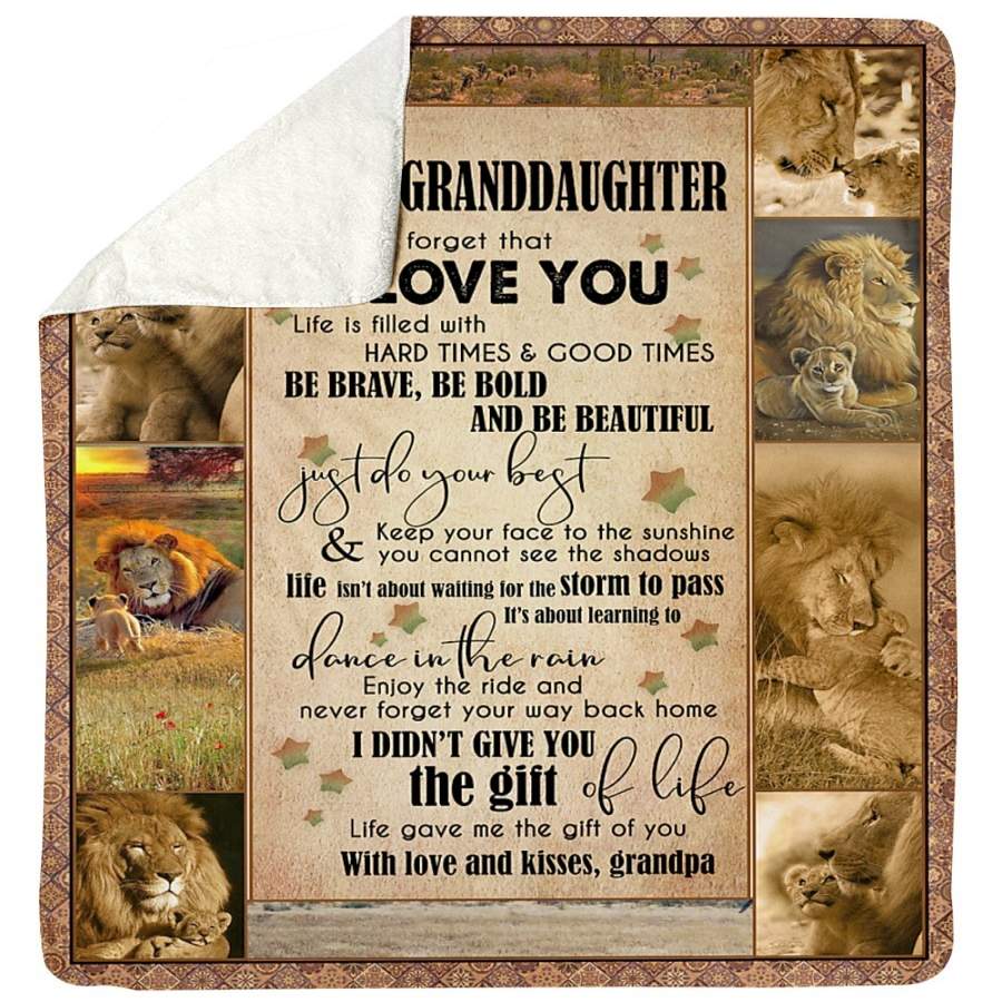 Lion Grandpa Hopes Granddaughter To Be Brave Be Bold And Be Beautiful Sherpa Blanket