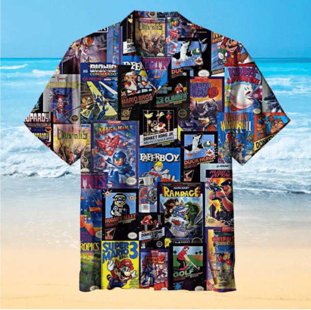 Retro Video Game Cogllage For Man And Woman Print Short Sleeve Hawaii Shirt Ha45534