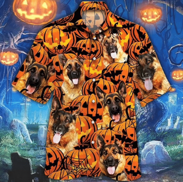 German Shepherd Dog Lovers Halloween Pumpkin Hawaii Shirt Ha81017