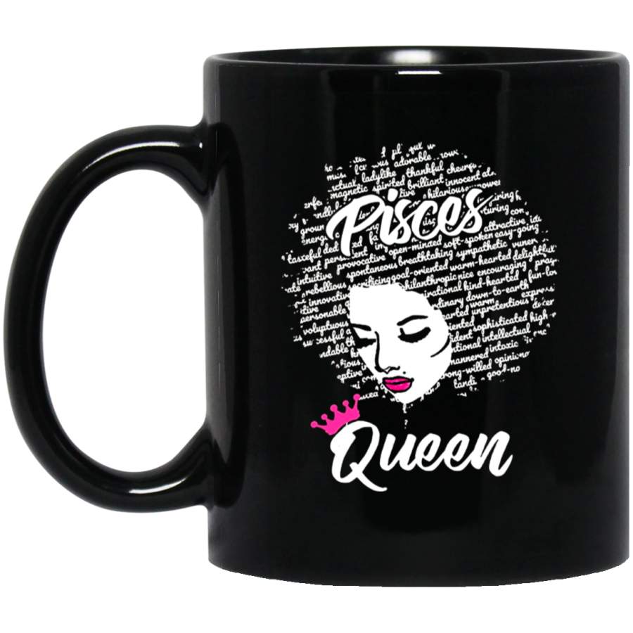 Pisces Zodiac Birthday Afro for Black Queen 11 oz Mug