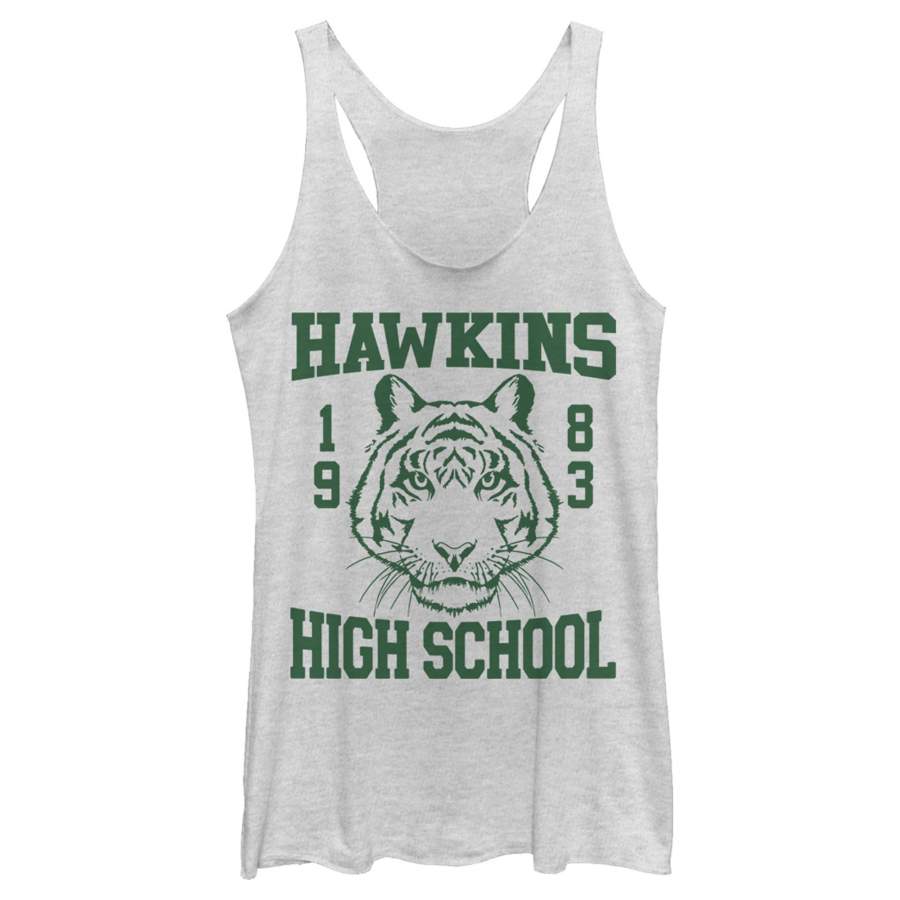 Stranger Things Women’s Hawkins High School Tiger 1983  Racerback Tank