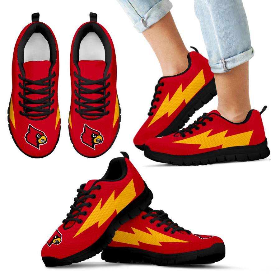 Colorful Louisville Cardinals Sneakers Thunder Lightning Amazing Logo