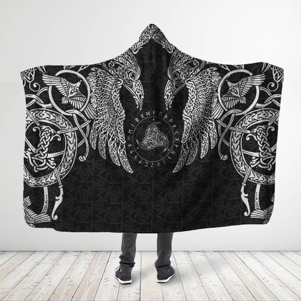 Viticstore™ Viking Raven Birds Myths – 3XL 3D all-over print hooded blanket, gift for Viking lovers, best gift ideas, Viking warrior