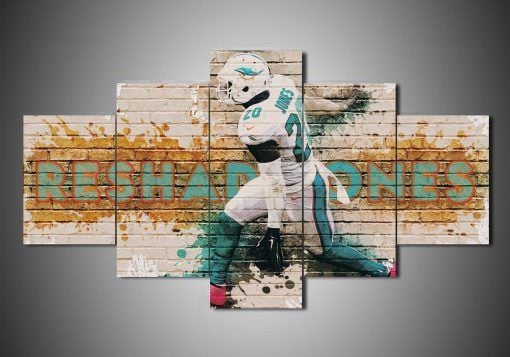 Miami Dolphins Reshad Jones Sport 5 Panel Canvas Art Wall Decor