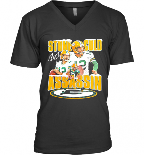 Stone Gold Assassin Signature Green Bay Packers V-Neck T-Shirt