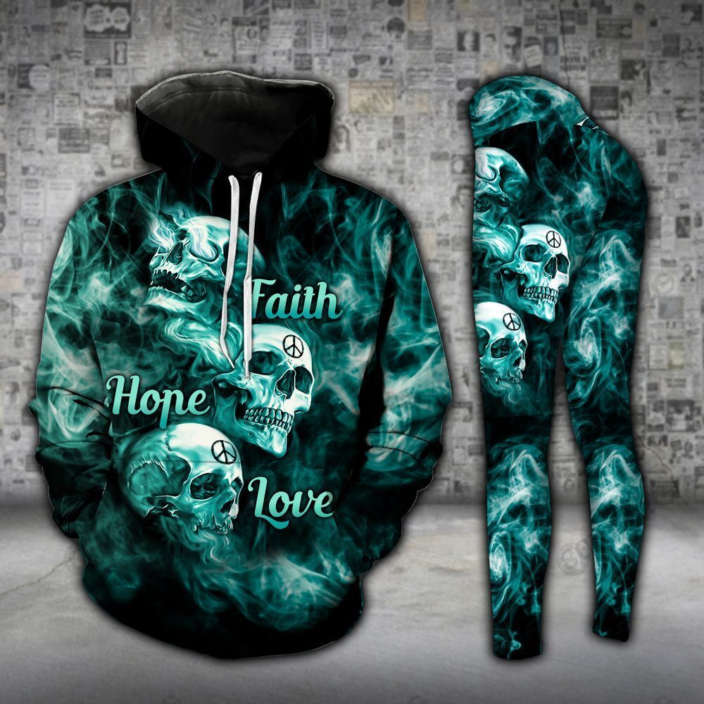 Skull Smoke Faith Hope Love Legging and Hoodie Set