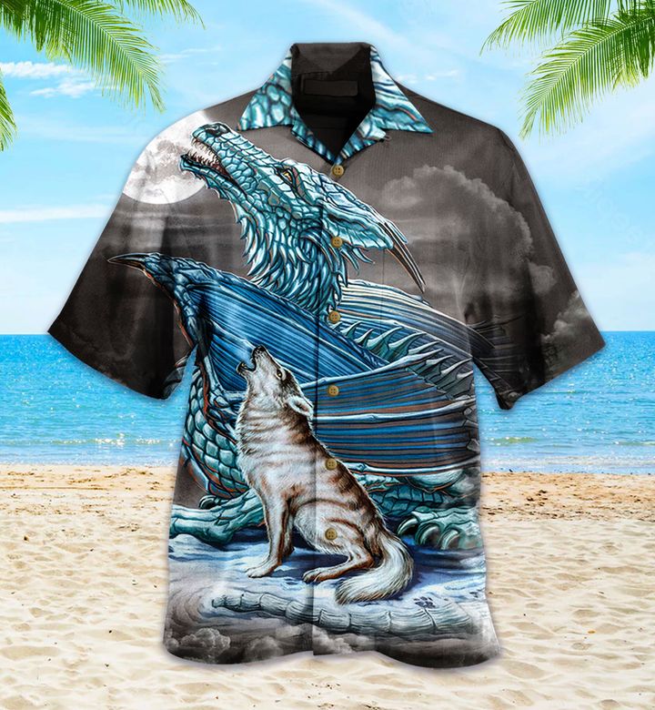 Dragon Wolf Grey Hawaii Shirt Ha72838