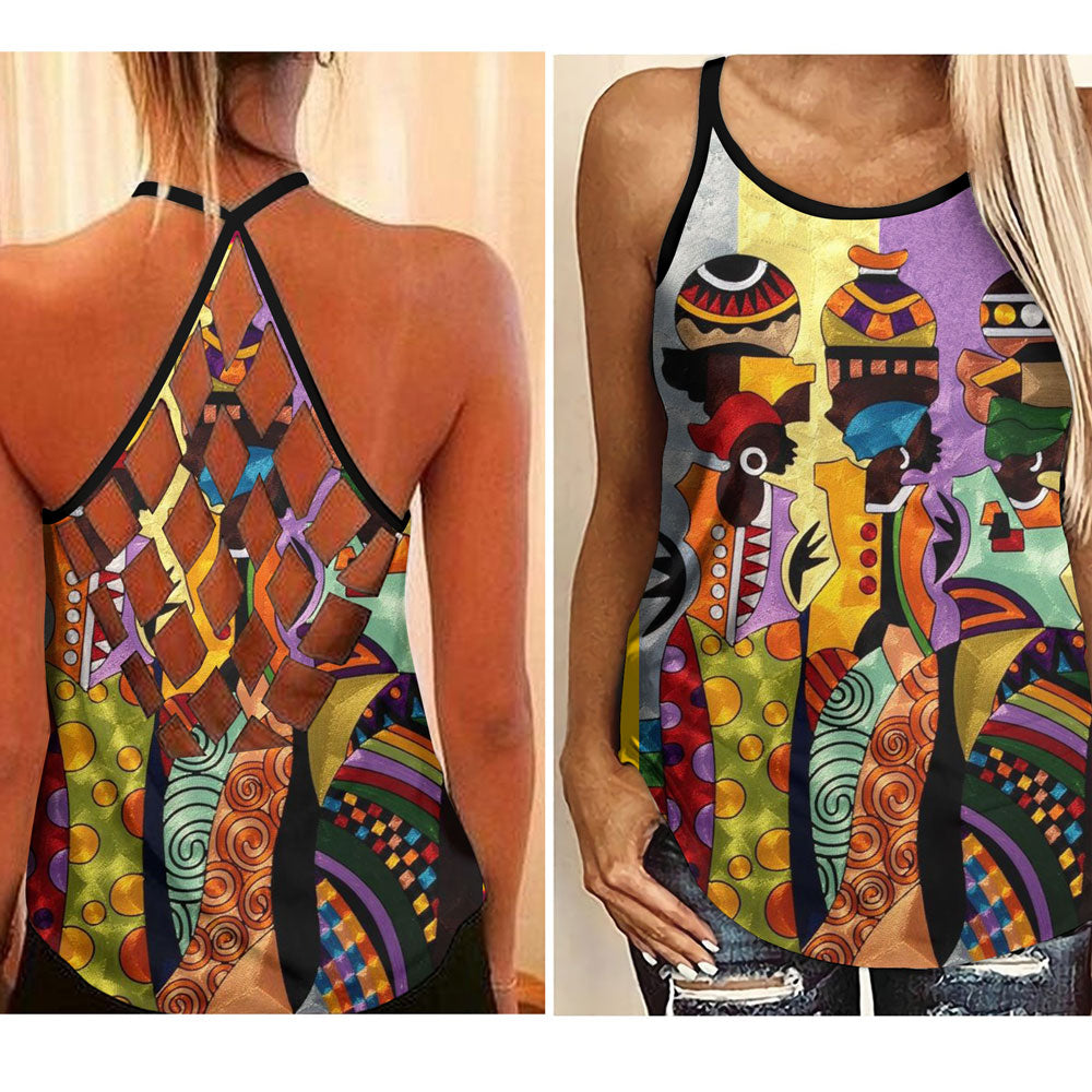 African Criss Cross Tank Top For Women Ht