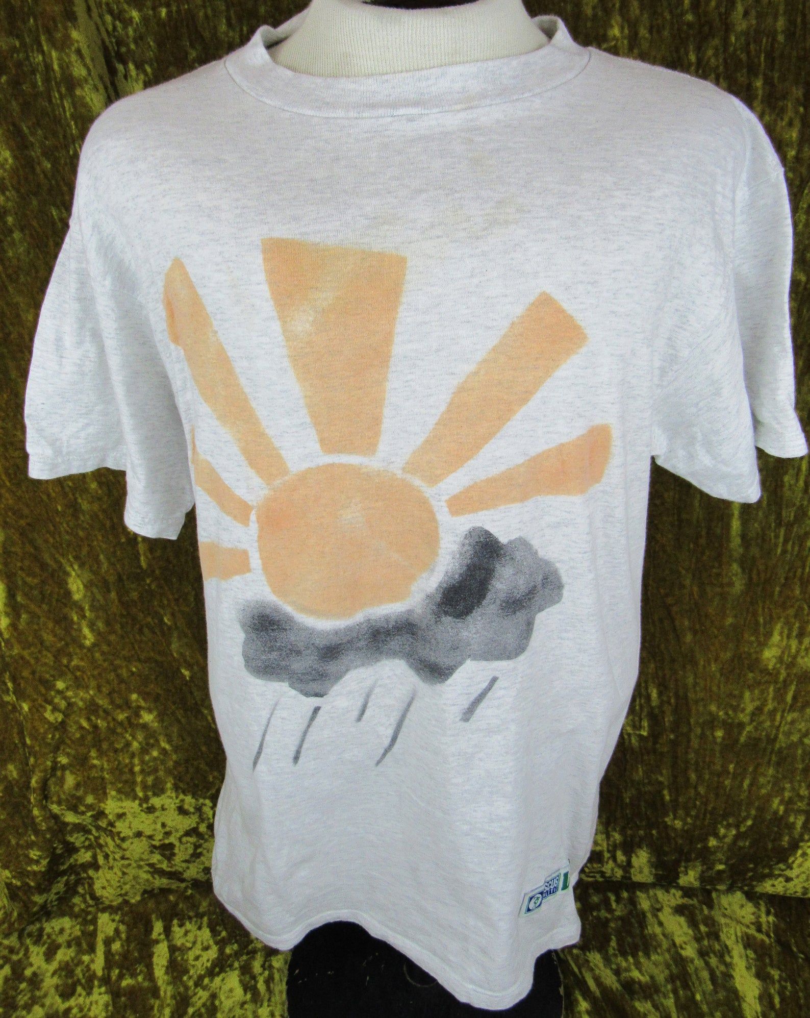 Vintage 80’S Minimal Wave Band Partly Cloudy Hand Screen Ed T-Shirt -Very Rare- Excess Verbiage Post Punk