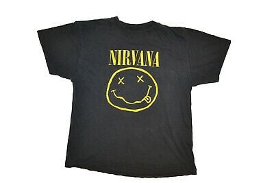 Vintage Nirvana 1992 Smiley Face Flower Sniffin Single Stitch T Shirt  L 2368