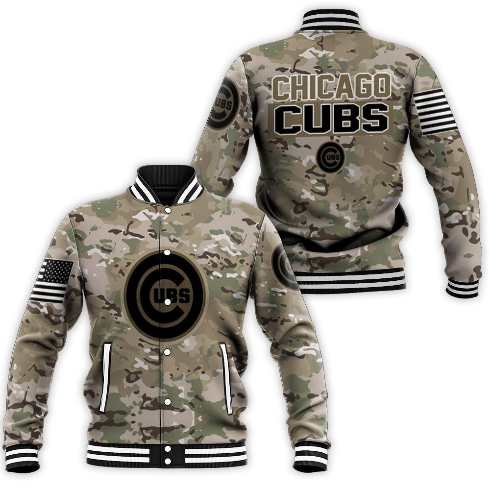 Chicago Cubs Camouflage Veteran 3D Jersey Baseball Jacket For Men Women