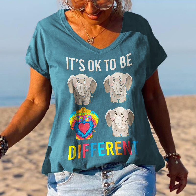 It’S Ok To Be Different Elephant Tie-Dye Pattern Graphic Tees