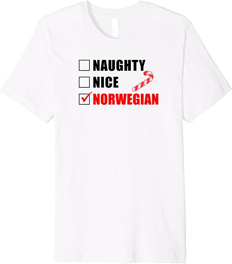 Naughty Nice Norwegian Candy Cane Christmas Santa List Premium T-Shirt