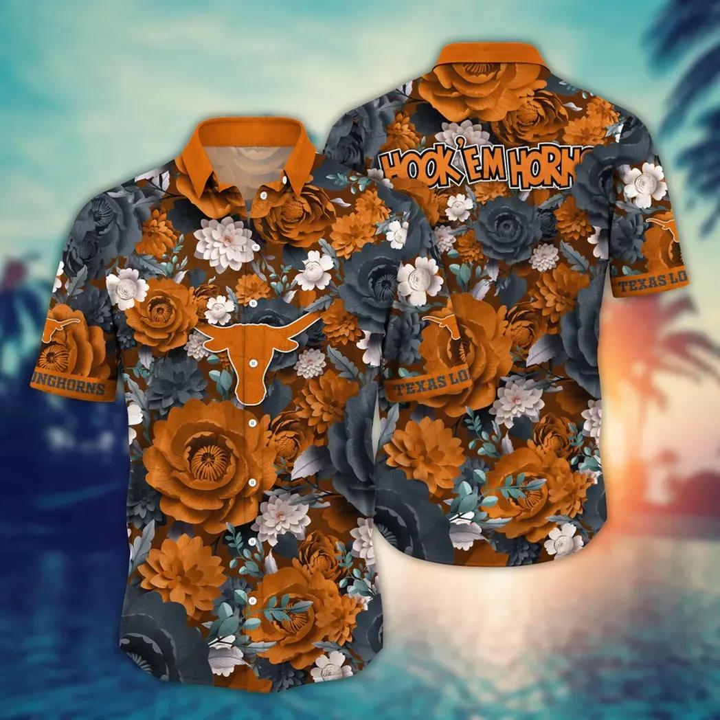 Texas Longhorns Ncaa Flower Aloha Hawaiian Shirt 4, Ncaa Hawaiian Shirt