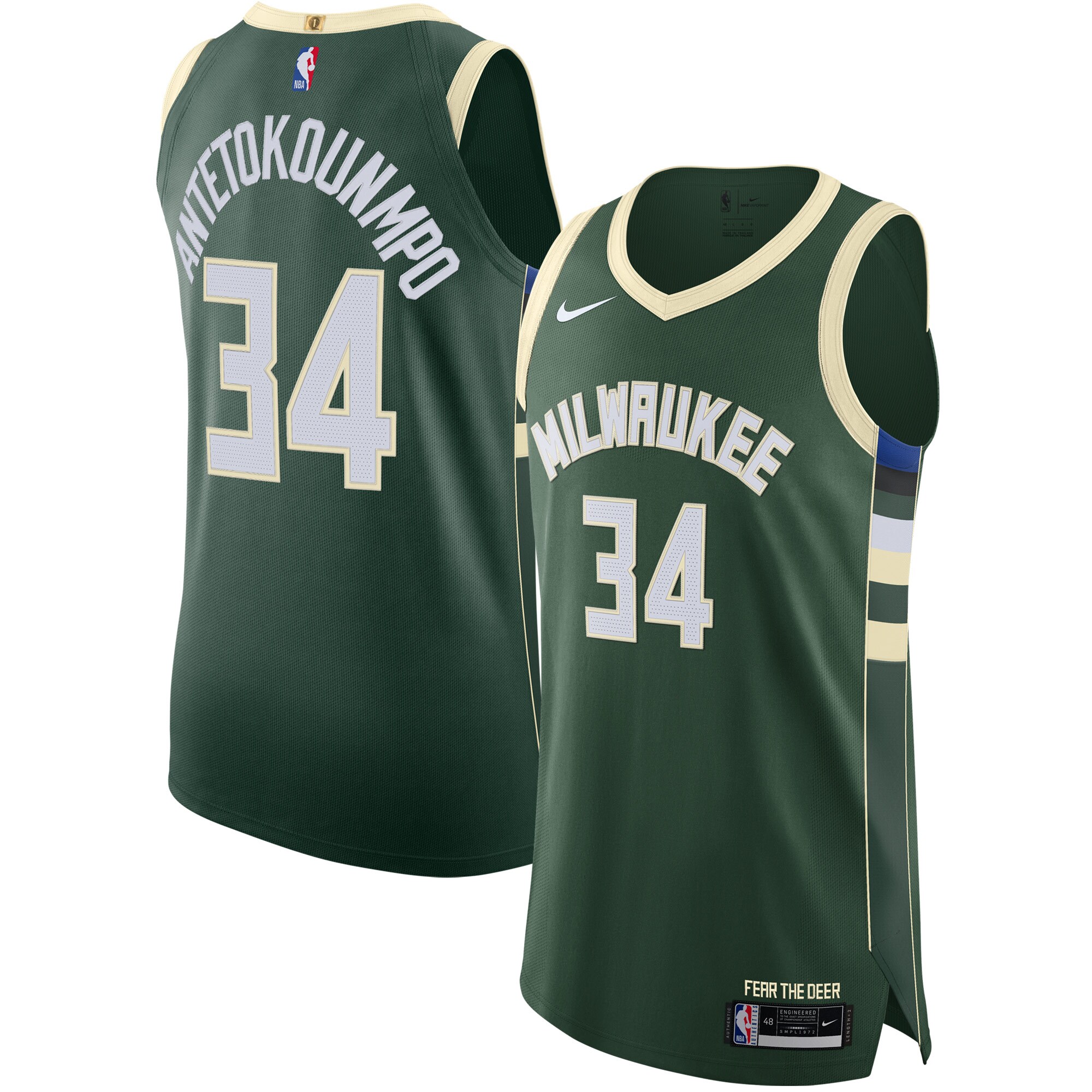 Giannis Antetokounmpo Milwaukee Bucks Authentic Jersey – Association Edition – Hunter Green