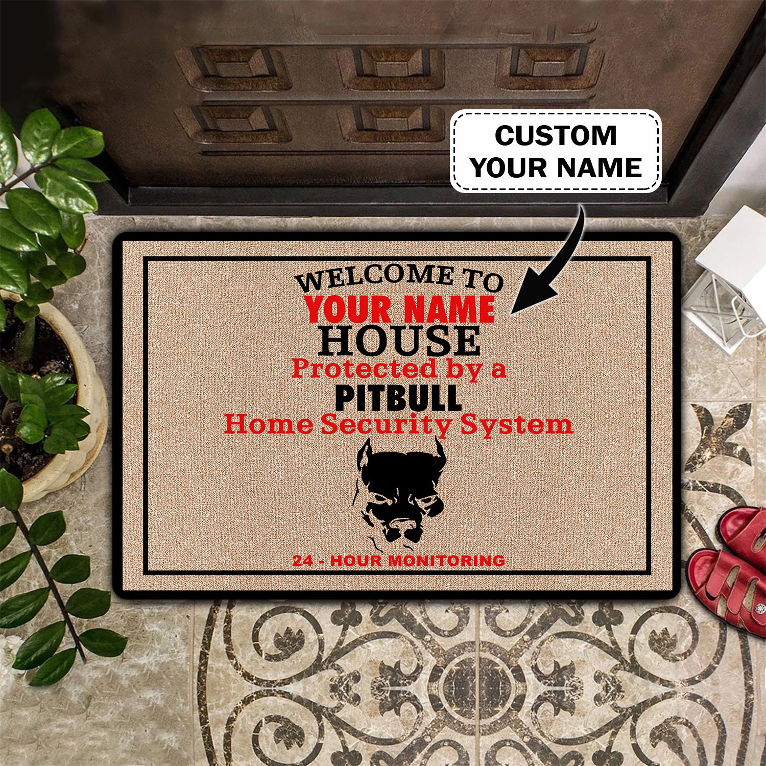 Pitbull Doormat – Personalized Name 3D – Vhv-Doormat-001