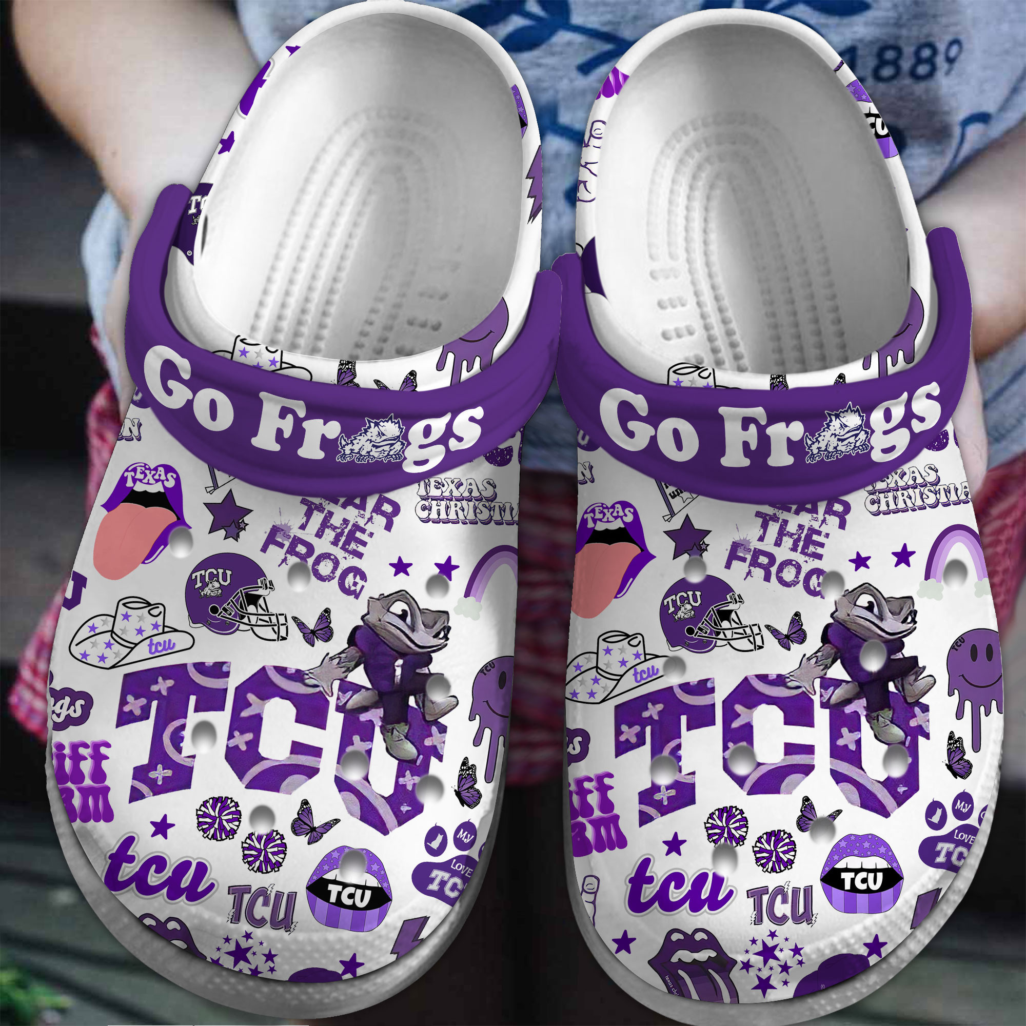 TCU Horned Frogs NCAA Sport Crocss Crocband Clogs Shoes Comfortable For Men Women and Kids