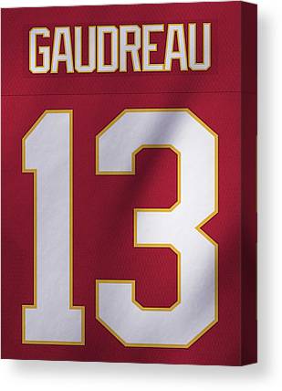 Johnny Gaudreau Calgary Flames Jersey Art 1001 Joe Hamilton Canvas Print