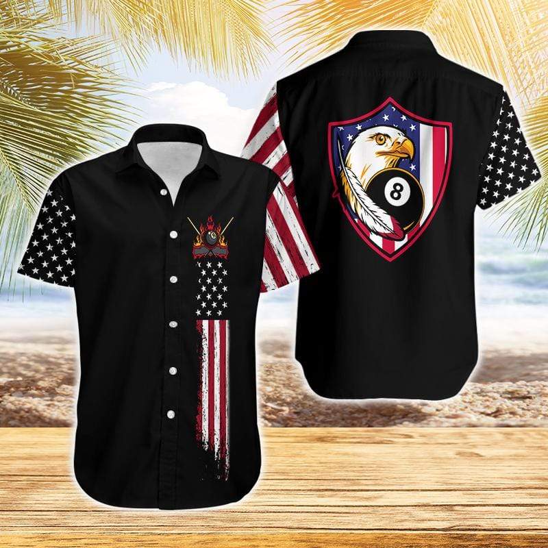 American Flag Billiards Eagle Hawaiian Shirts #DH