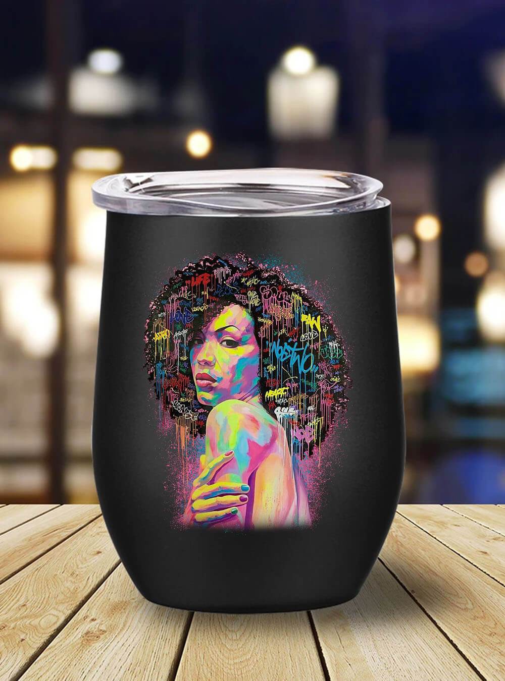 African American Tumbler Afro Girl Magic Stainless Steel Wine Tumbler Mug Black History Month Gift Ideas BPS1805