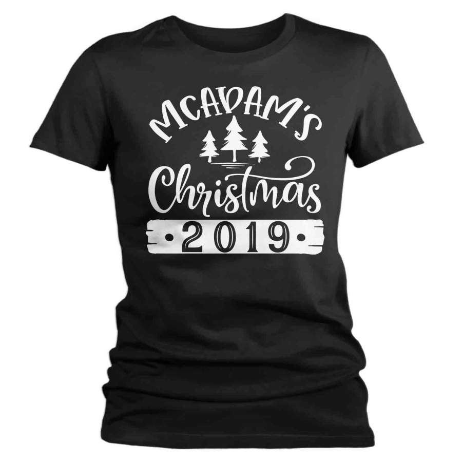 Women's Personalized Christmas Shirt Custom Christmas Tree Shirt Cute Matching Christmas Shirts Pine Trees Christmas Pajama Shirt