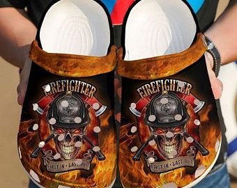 Hot Firefighter Skull Crocs Crocband Clog Clog Comfortable For Mens And Womens Classic Clog Water Shoes Comfortable
