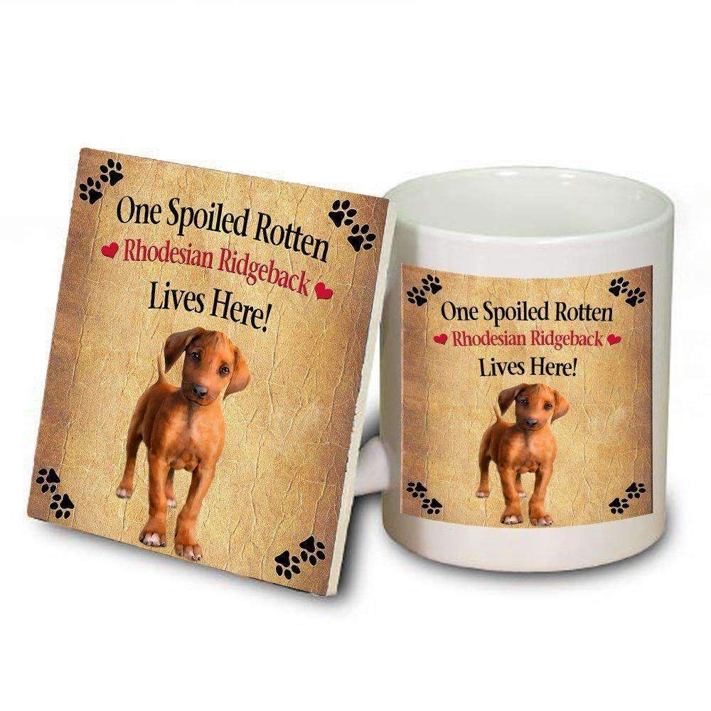 Rhodesian Ridgeback Puppy Spoiled Rotten Dog Mug And Coaster Set