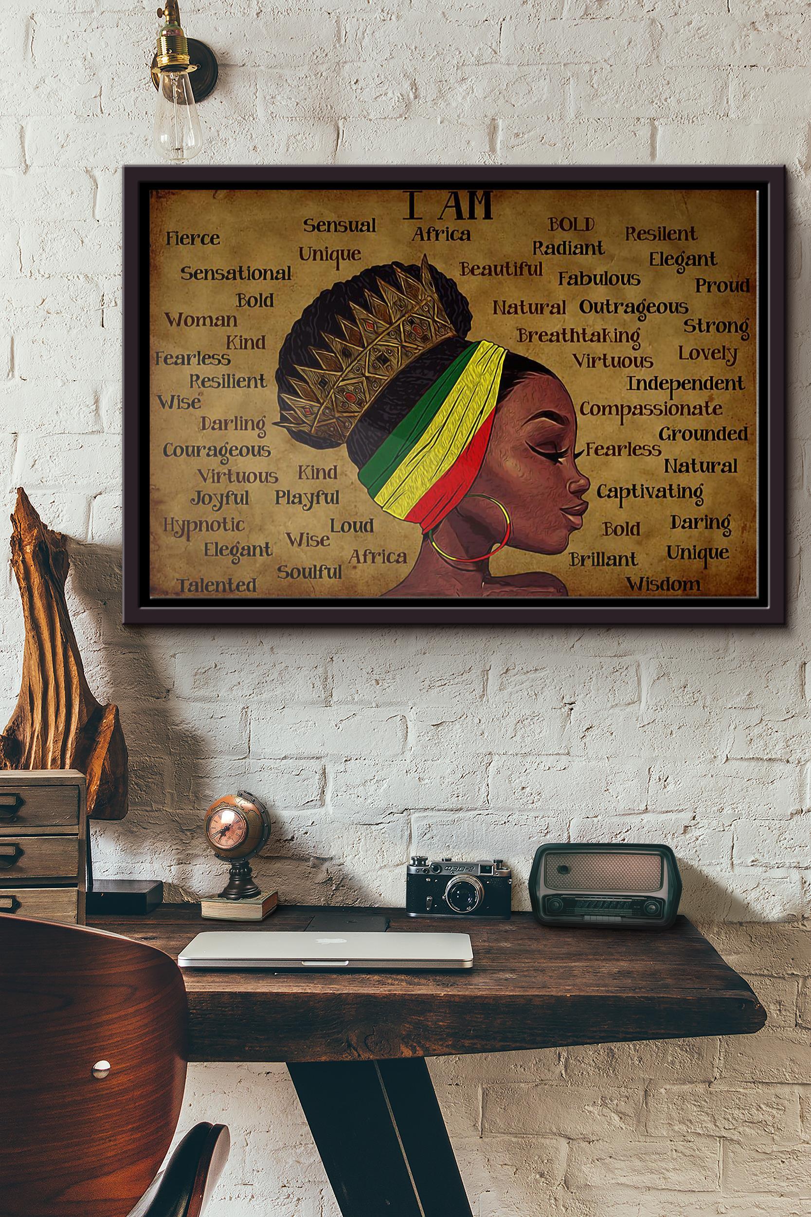 Black Queen I Am Sensual Africa Bold Fierce Poster N Framed Matte Canvas