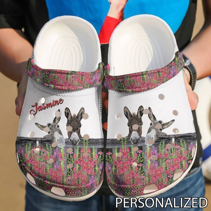 Farmer Personalized Donkey Couple Classic Clogs Shoes