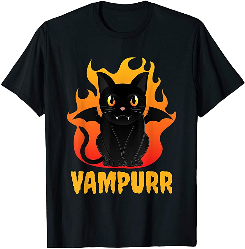 Vampire Cat Vampurr Halloween Costume Funny Kitten T-Shirt