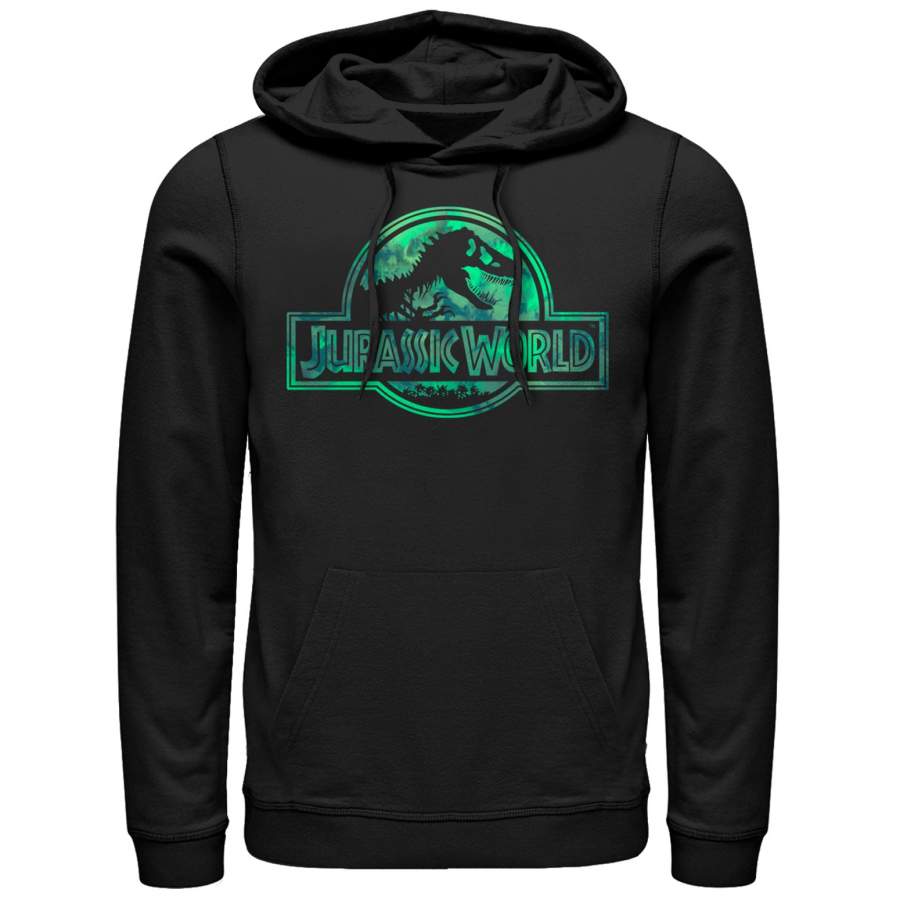 Jurassic World Men’s Logo Tie Dye Print  Lightweight Hoodie