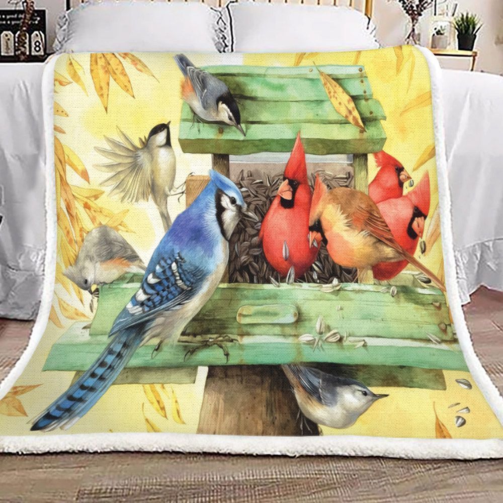 Spring Birds Fleece Blanket All Over Prints