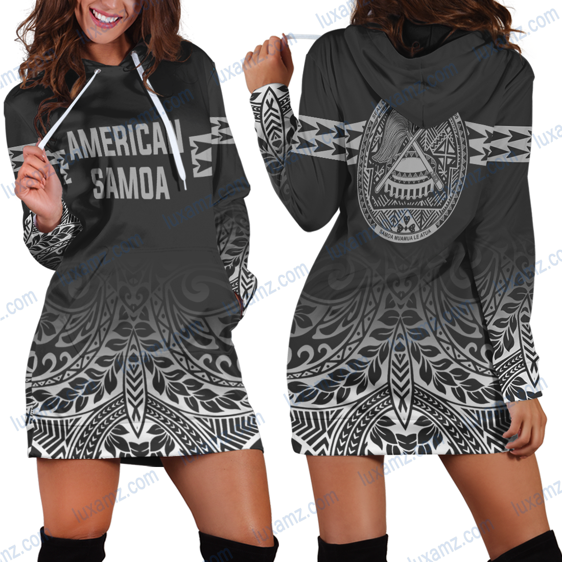 American Samoa Pacific Fog Hoodie Dress