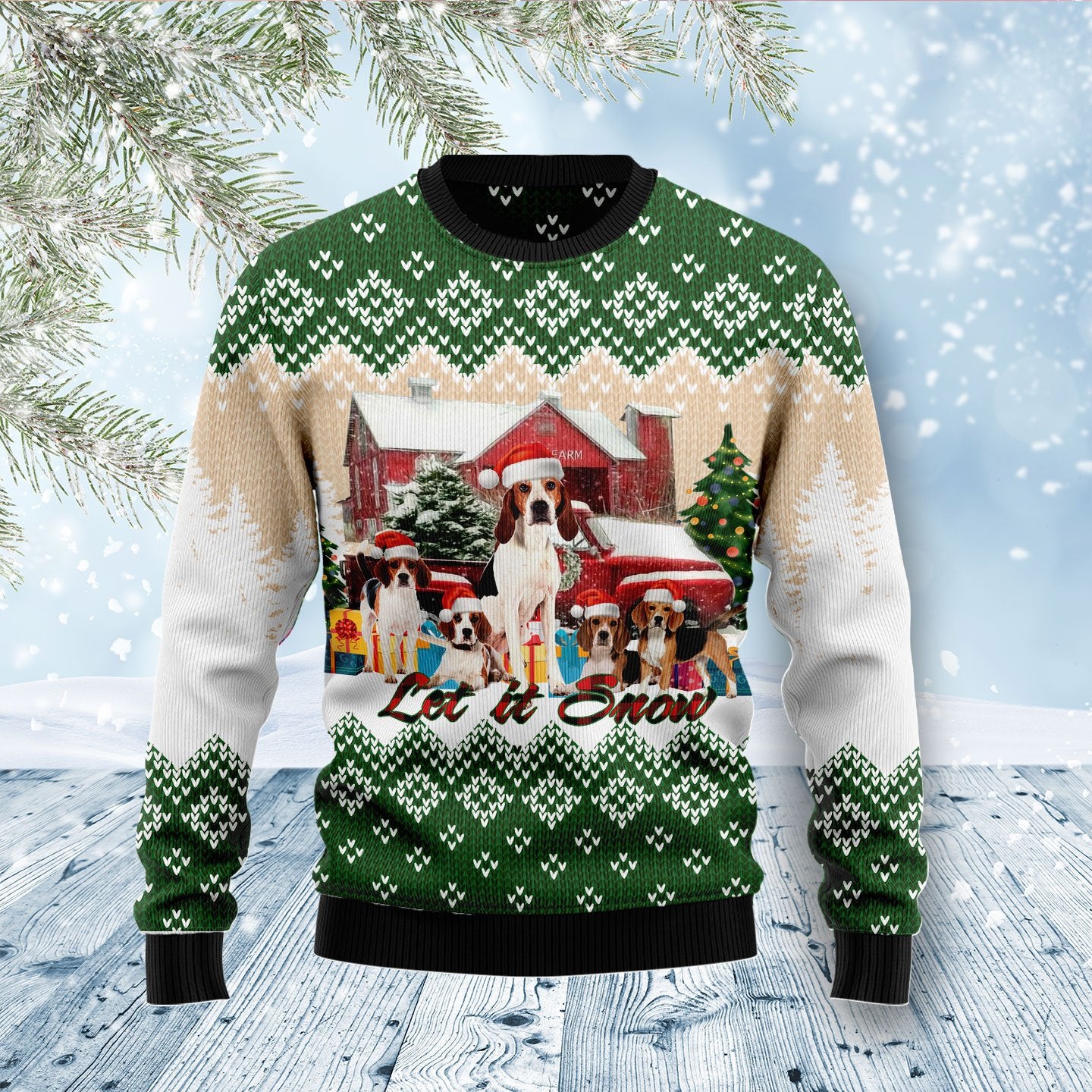 American Foxhound Let It Snow Sweater, Ugly Christmas Sweater For Dog Lovers