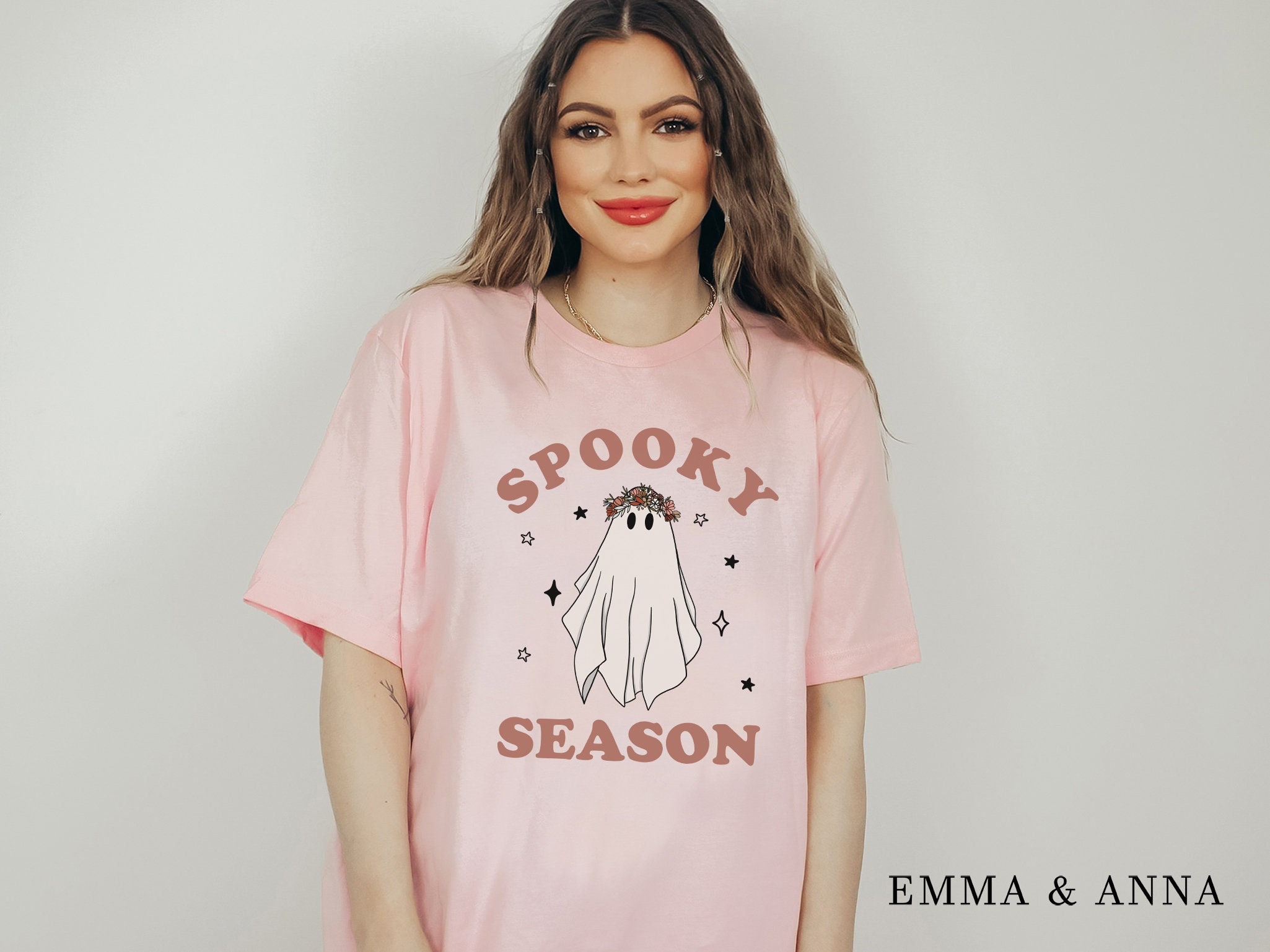 Halloween Shirt, Halloween T-Shirt, Floral Ghost Shirt, Ghost With Flowers Shirt, Fall Shirts for Women, Pumpkin Shirt, Trick or Treat Shirt Slaywomen Fashion
