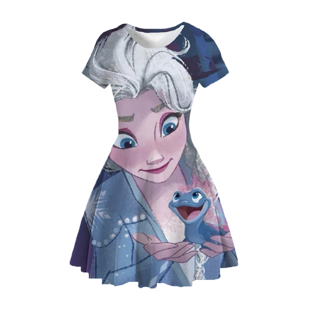 Anna Elsa Dress Girls Encanto Isabel Mirabel Clothes Cartoon Pajamas Children’s Clothing Short-sleeved Fluffy Dress Kids 2022 alx