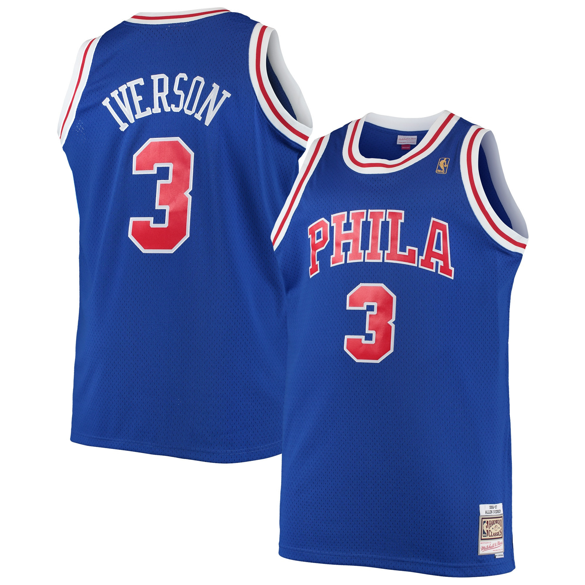 Allen Iverson Philadelphia 76ers Mitchell And Ness Big And Tall Hardwood Classics Swingman Jersey Royal NBA