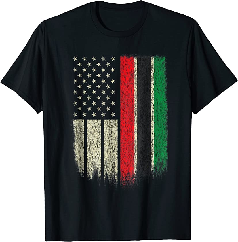 African American Flag Shirt Pan-African UNIA Flag Distressed